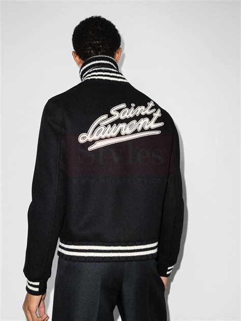 varsity jacket ysl|saint laurent varsity jacket.